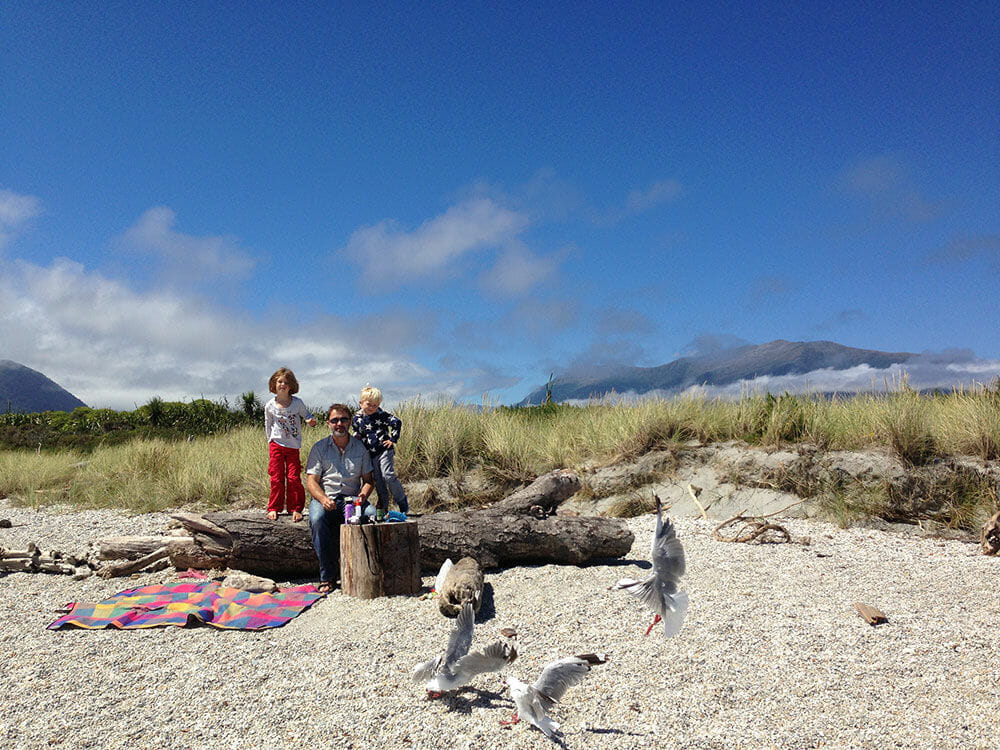 First rule of beach picnics: always expect seagulls!